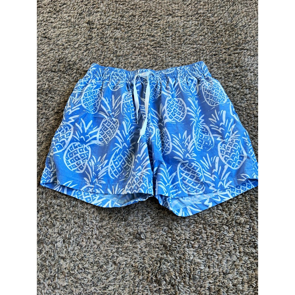 Chubbies Thigh Naples Men's Swim Trunks M Blue/White Pineapple Mesh Lined